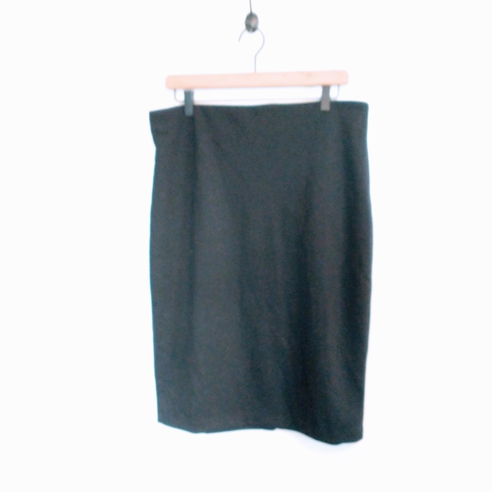 Philosophy black high waisted pencil skirt, knee length.  Has a slit in the back